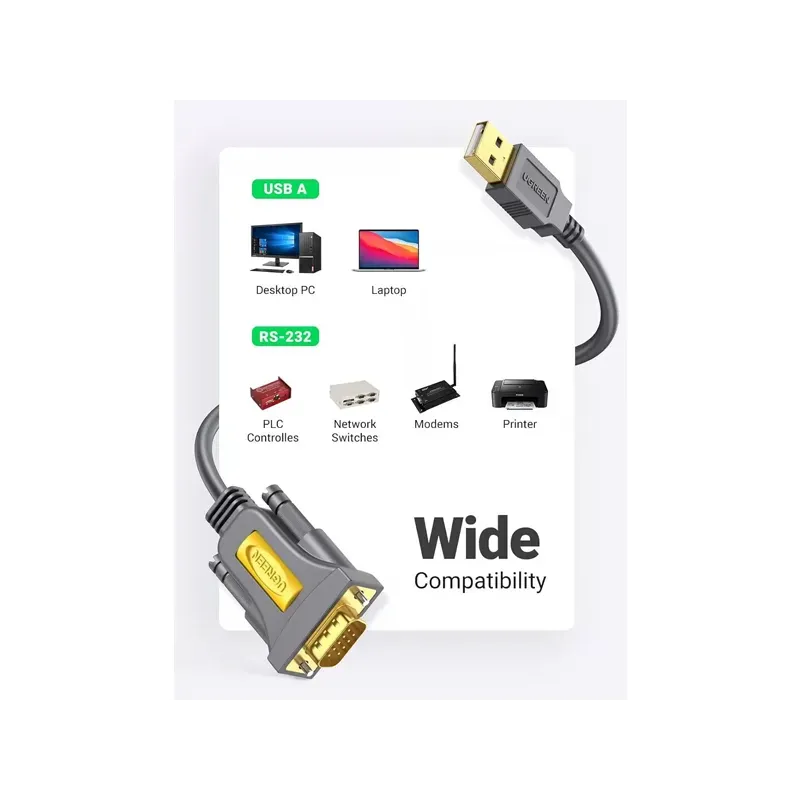 Ugreen Adaptateur Usb 2.0 Vers Db9 Rs-232 Male 3m (20223) thumbnail 3